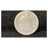 1857 Silver Seated Liberty Dime