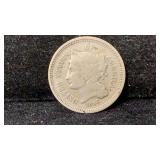 1866 Three Cents Nickel