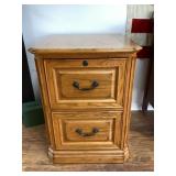 Oak File Cabinet with Keys, Two Drawers