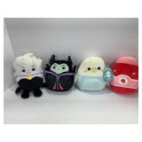 4 Squishmallow Plush Toys Including Disney Villain