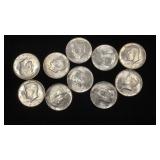 (10) 1964 Silver Kennedy Half Dollars better