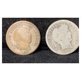 1907, 1907-O Silver Barber Dimes