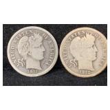 1911, 1912 Silver Barber Dimes