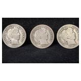 1913, 1914-S, 1916 Silver Barber Dimes