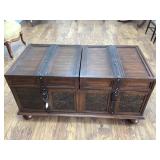 Wooden Storage Chest With Metal Panels