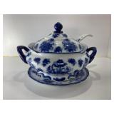 Blue and White Porcelain Soup Tureen Set