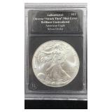 2002 BU Silver Eagle 1oz, Obverse ï¿½Struck Thruï¿½ï¿½