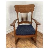 Oak Rocking Chair with Padded Seat Cushion