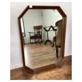 Octagonal Wall Mirror with Wooden Frame
