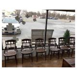 Six Caned Seat Wooden Armchairs