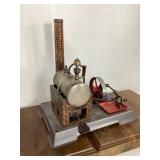 Vintage Model Steam Engine with Brick and Metal Ba