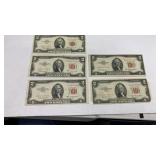 Currency 5) 1953/1963 $2 Red Seal United States