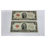 Currency (2) 1928 $2 Red Seal United States Notes
