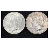 (2) 1922 Silver Peace Dollar