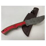 Damascus Steel Knife with Leather Sheath