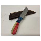 Damascus Steel Knife With Colored Handle