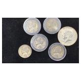 (6) Silver US Coins: (5) Jefferson Silver War