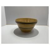 Yellowware Mixing Bowl with Blue Stripes