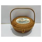 Nantucket Lightship Basket with Sailboat Lid