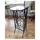 Sorbus Glass-Top Metal Wine Rack Table