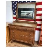 Oak Dresser with Mirror and Four Drawers