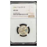1942-P Jefferson Nickel NGC Silver MS66