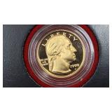 GOLD 1999 Proof $5 Washington Coin w/ Wooden