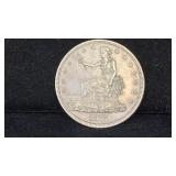 1877-S AU Silver Trade Dollar, cleaned