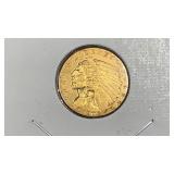 GOLD 1908 $2.50 Gold Indian .120 AGW