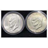 1973-S, 1976-S Silver UNC Eisenhower (2) Dollars