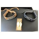 Leather Bracelets and Leaf-Shaped Earrings Set