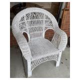 White Painted Wicker Armchair