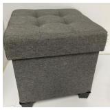 Gray Tufted Storage Ottoman with Removable Lid