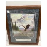 Framed Home Interior Print with Eagle and Scriptur