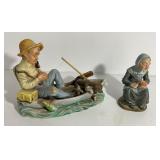 Two Ceramic Figurines of Seated Characters