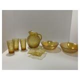 Amber-Colored Glassware Set with Pitcher