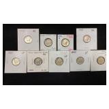 (9) Silver Mercury Dimes