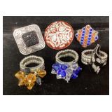6 Costume Jewelry Stretch Band Rings