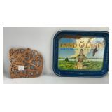 Two: Cast Iron Cat Trivet and Land O'Lakes Tray