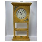 Yellow Hand-Painted Wooden Shelf Clock