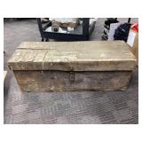 Wood Trunk with Interior Saw Holder, 36.5x13x13