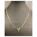 18KT Gold Necklace with Emerald and Diamonds