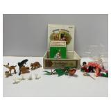 Figurines, Christmas Decorations, and Wooden Box