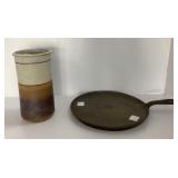 Michael Obranovich Signed Stoneware Vase and Pan,