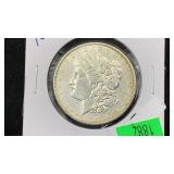 1890 Silver Morgan Dollar, reverse toning