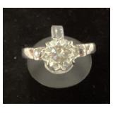 925 Silver Moissanite Ring Marked BBJ, Size 8