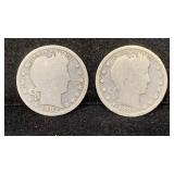 1892, 1894 Silver Barber (2) Quarters