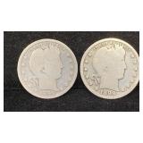 1887, 1889 Silver Barber (2) Quarters