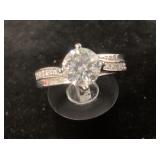 Sterling Silver S925 Diamond Ring, Size 8