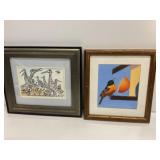 Two Framed Bird-Themed Artworks